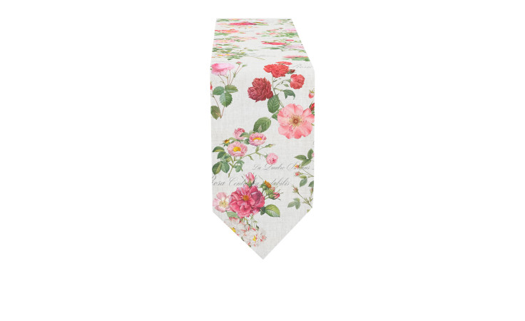 Tischband 25 x 175 cm mit Rosenmotiven.
