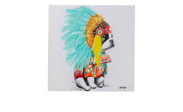 Leinwandbild Headdress Dog in einer bunten Ausführung