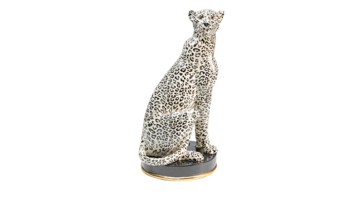 Leopard Cheetah auf einem schwarz / goldenen runden Podest