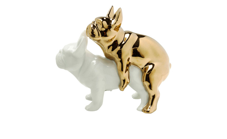 Deko-Hunde Love Dogs in Gold / weiß