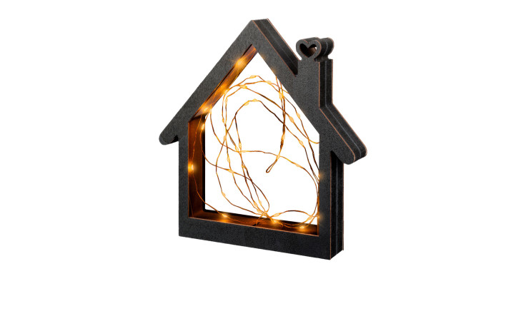 LED-Haus 26 x 27 cm in schwarz.
