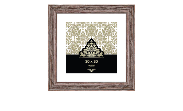 Bilderrahmen Vintage 30 x 30 cm mit einem braunen Holzrahmen und transparentem Glas.