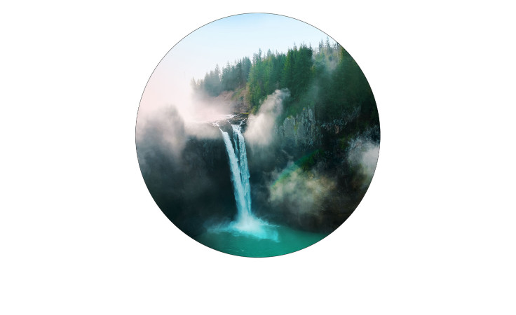 Glasbild Misty Waterfall 50 cm Wasserfall