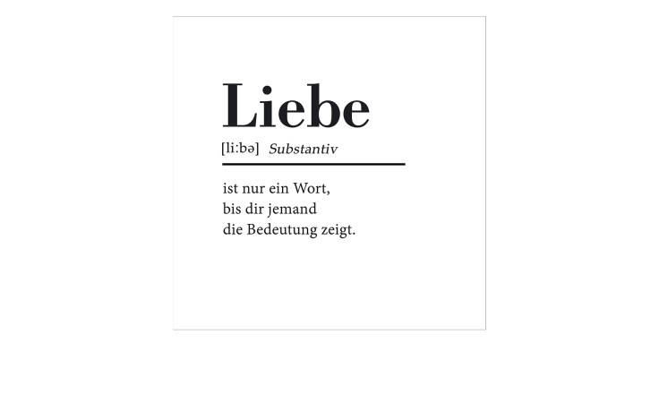 Glasbild Liebe 30 x 30 cm. Glasbild mit dem Thema - Liebe.