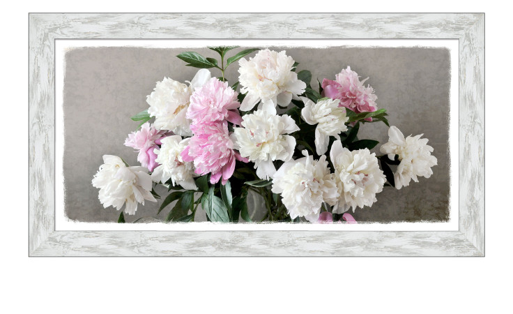 Rahmenbild Still Life Peonies 69 x 129 cm, mit Blumen