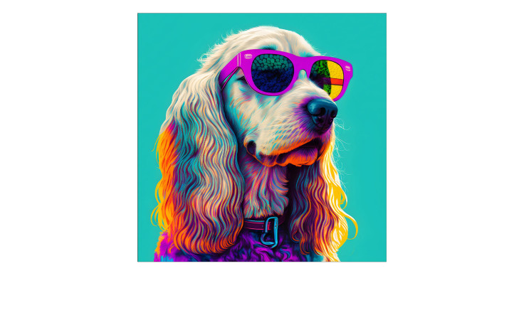 Leinwandbild Dog with Sunglasses 30 x 30 cm