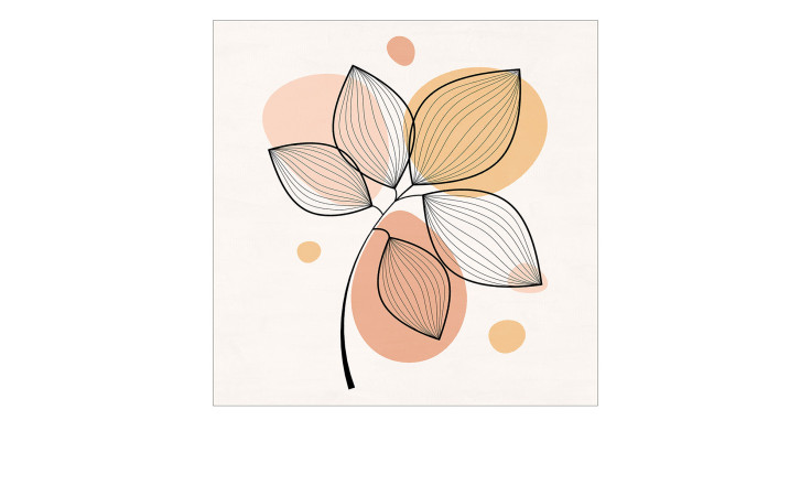 Glasbild Line Art Leaves 20 x 20 cm