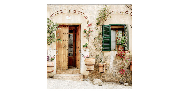 Glasbild Mediterranean House 30 x 30 cm