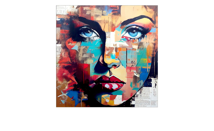 Glasbild Colorful Woman Portrait 30 x 30 cm