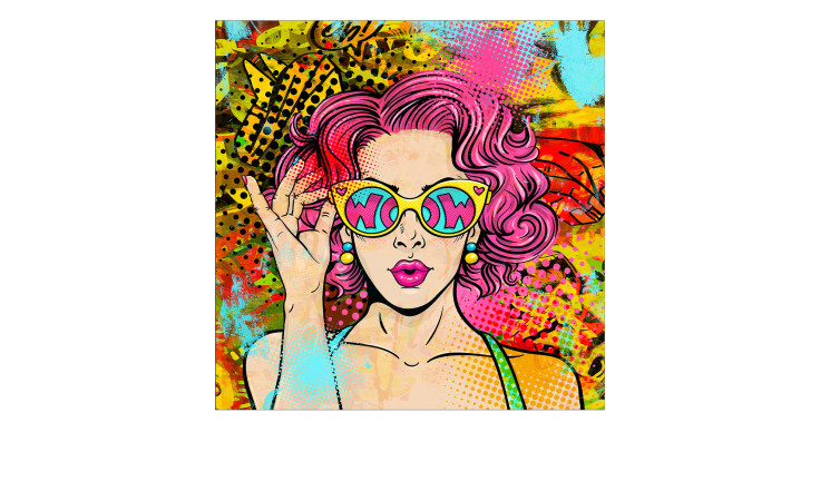 Glasbild Wow 50 x 50 cm