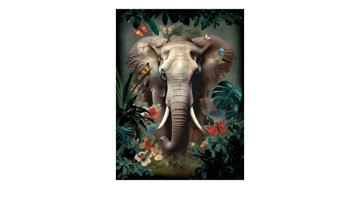Glasbild Elephant in the Jungle 60 x 80 cm
