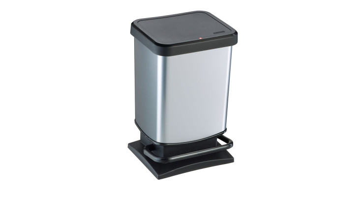 Treteimer Paso 20 l aus Kunststoff in silber und schwarz.