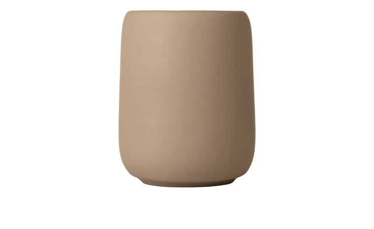 Zahnputzbecher Sono 8,6 cm aus Keramik und Silikon in taupe.