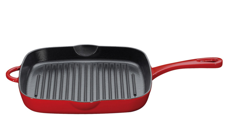 Grillpfanne Provence in schwar/rot aus Gusseisen