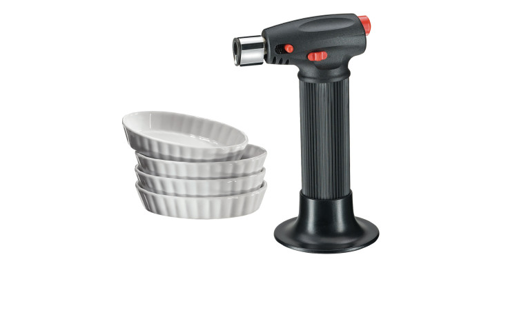 Creme-Brulee-Set Eco in weiß aus Aluminium und Edelstahl