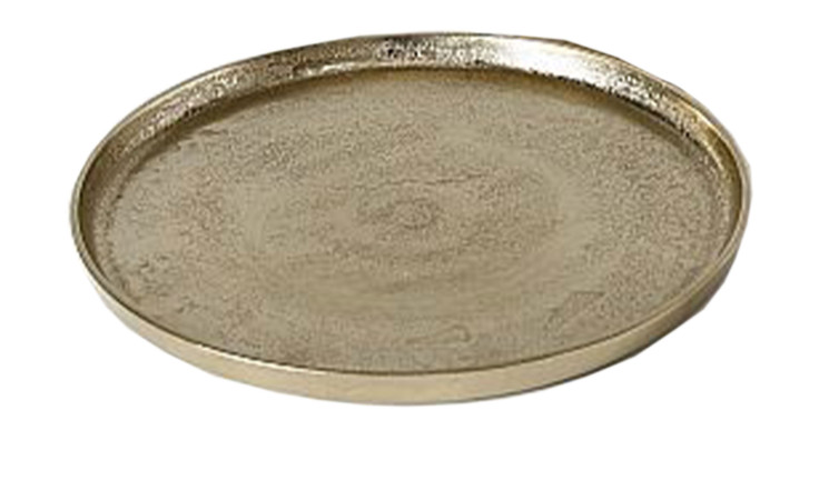 Teller 35 cm in einer runden Form aus Aluminium in gold.
