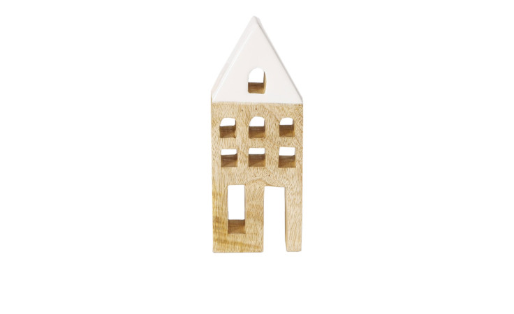 Haus 24 cm aus Holz mit einem weißen Dach.