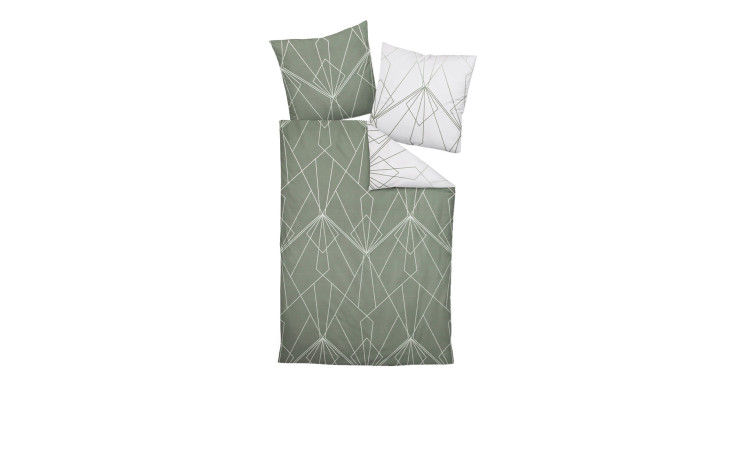 Mako-Satin Bettwäsche 87054 J. D. in der Größe 155 x 220 cm und in der Farbausführung grün, weiß, liniert