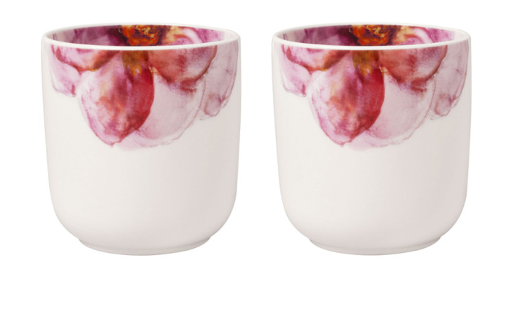 Becher-Set Rose Garden 2-tlg. in weiß mit Rosen-Motiven