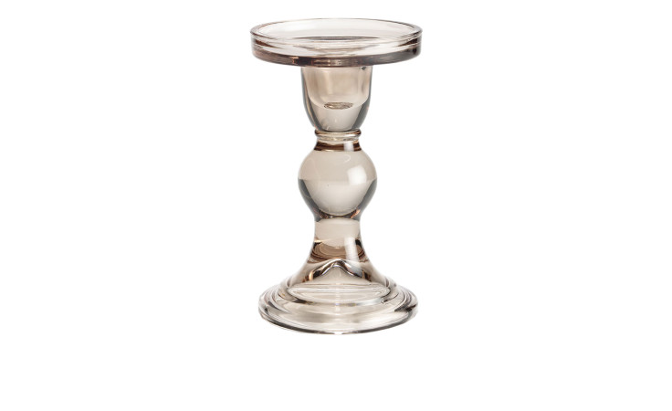 Kerzenhalter 13 cm gräulich aus Glas.