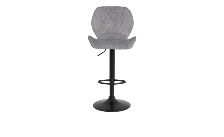 Barhocker Laatzen aus Microfsaer Samtvelour Vintageoptik in graumit einem schwarzen Metallgestell. Frontalansicht