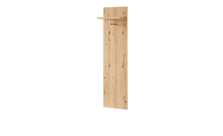 Garderobenpaneel Bari in Artisan Eiche-Dekor mit 4 Haken und Ablage