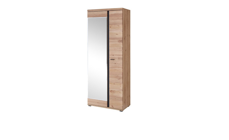 Garderobenschrank Sonos in Altesche massiv und Old Artisan Eiche, mit einer Spiegeltür
