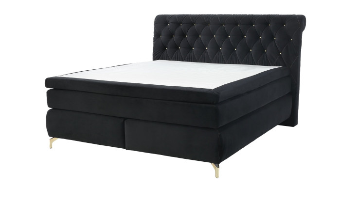 Boxspringbett Saragossa in einem samtähnlichen Stoff in schwarz