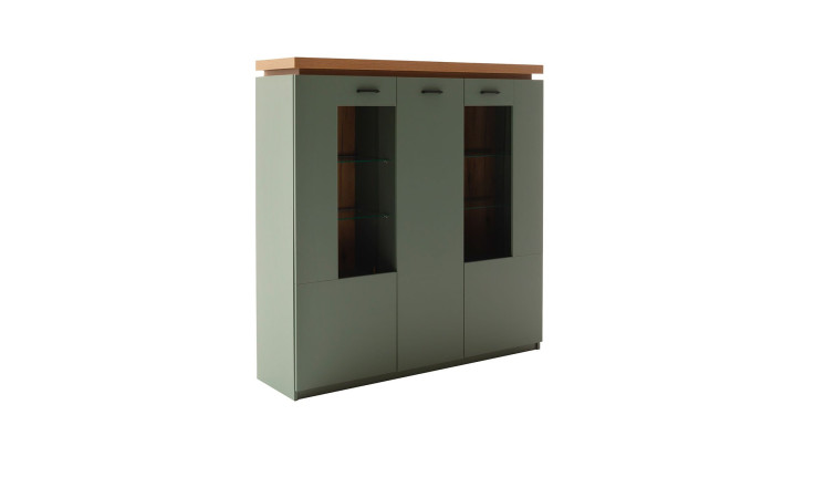 Highboard Marlena in Salbei Grün ohne Beleuchtung und Dekoration