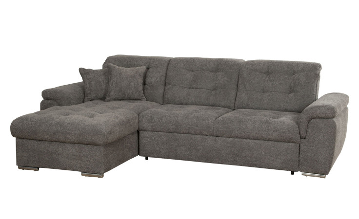 Komfort-Wohnlandschaft Borja in einem grauen Stoff bezogen mit chrom Füßen.