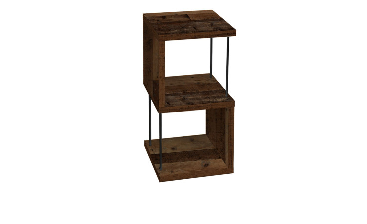 Standregal Seven aus Holzwerkstoff in Texas Oak mit schwarzen Stäben.