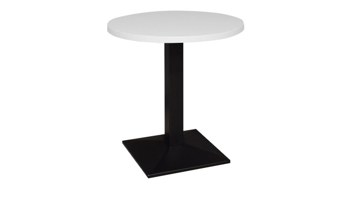 Bistrotisch Biblis-System mit einem Ständer in Schwarz und einer runden weißen Tischplatte