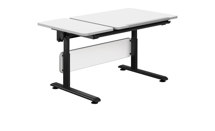 Schreibtisch Diego 130 GT mit Tischplatte in Kreideweiß und Gestell in Schwarz