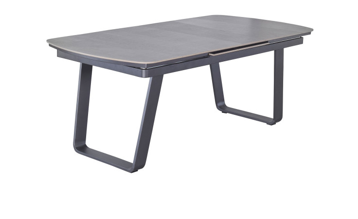 Gartentisch Diwo in grau mit Synchronauszug und Gestell aus Aluminium in Anthrazit