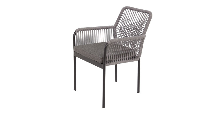 Gartenstuhl Raipur mit grauem Seilgeflecht und Aluminiumgestell in Anthrazit