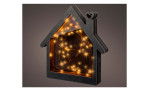 LED-Haus 26 x 27 cm in schwarz vor grauem Hintergrund.