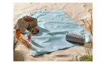 Picknickdecke 130 x 180 cm in grau aus Polyester. Auf einem dekorierten Hintergrund.