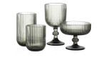 Trinkglas 465 ml  grau geriffelt. Mit den anderen Gläsern der Serie.