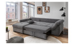 Wohnlandschaft Folkestone mit grauem Cord-Stoff bezogen, Ottomane links, Ansicht der Schlaffunktion