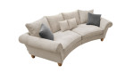 Megasofa Bordeaux in der Farbe beige mit grauen und beigen Kissen