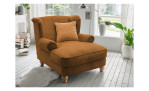 Loveseat-Sessel Bordeaux in der Farbe Gold, in einem Raum stehend