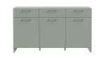 Sideboard Star, in der Farbausfürhung Salbeigrün mit 3 Türen und 3 Schubkästen, Frontansicht