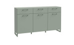 Sideboard Star, in der Farbausfürhung Salbeigrün mit 3 Türen und 3 Schubkästen, Schrägansicht