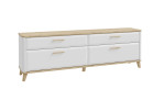 Lowboard Waldeck weiß mit Holzabsetzung