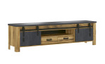 Lowboard Yola in der Farbe Hunton Eiche dekor mit Applikationen in Fresco Matt