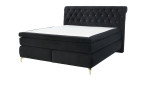 Boxspringbett Saragossa in einem samtähnlichen Stoff in schwarz