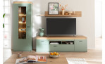 TV-Lowboard Marlena in Salbei Grün in einem Wohnzimmer mit anderen passenden Möbeln