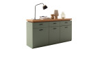 Sideboard Marlena in Salbei Grün ohne Beleuchtung und mit Dekoration
