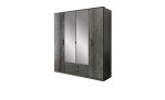 Drehtürenschrank Dora in der Farbausführung Graphit / Sigi-Steel-Optik mit zwei Spiegeltüren