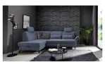 Komfort-Ecksofa Westminster, in der Farbausführung Graublau, in einem Raum stehend